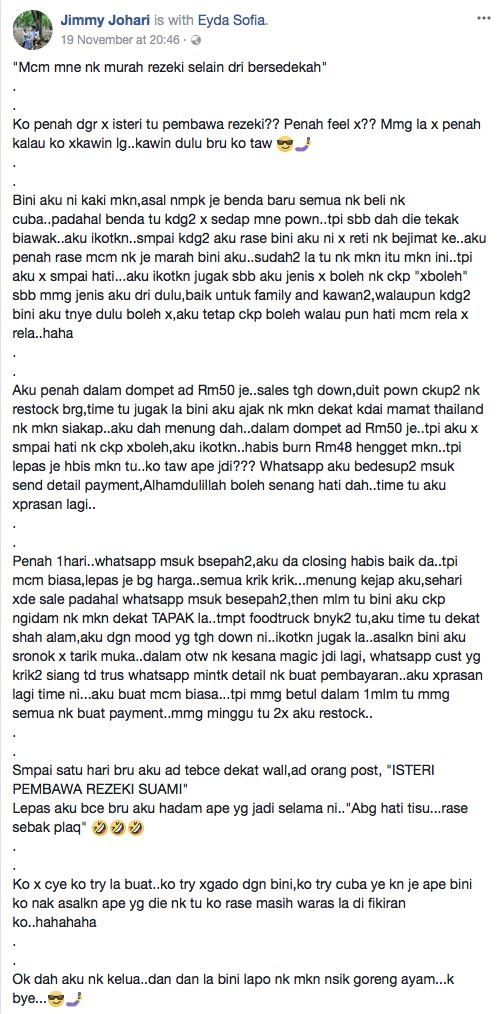 duit tinggal rm50, isteri teringin makan ikan siakap. baca apa yang jadi selepas itu