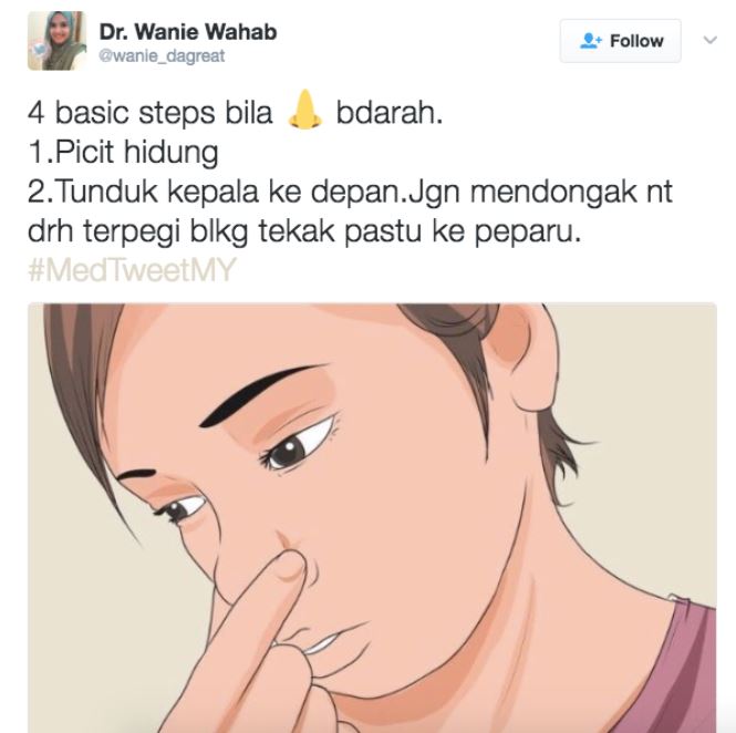 jangan mendongak bila hidung berdarah ! cara betul adalah dengan melakukan 7 step ini