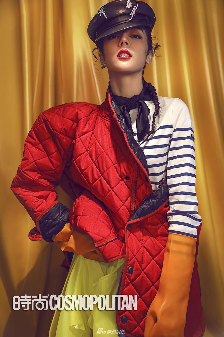 性感红唇迪丽热巴杂志封面照曝光