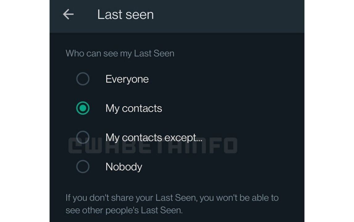 whatsapp新功能：可选特定人隐藏last seen时间