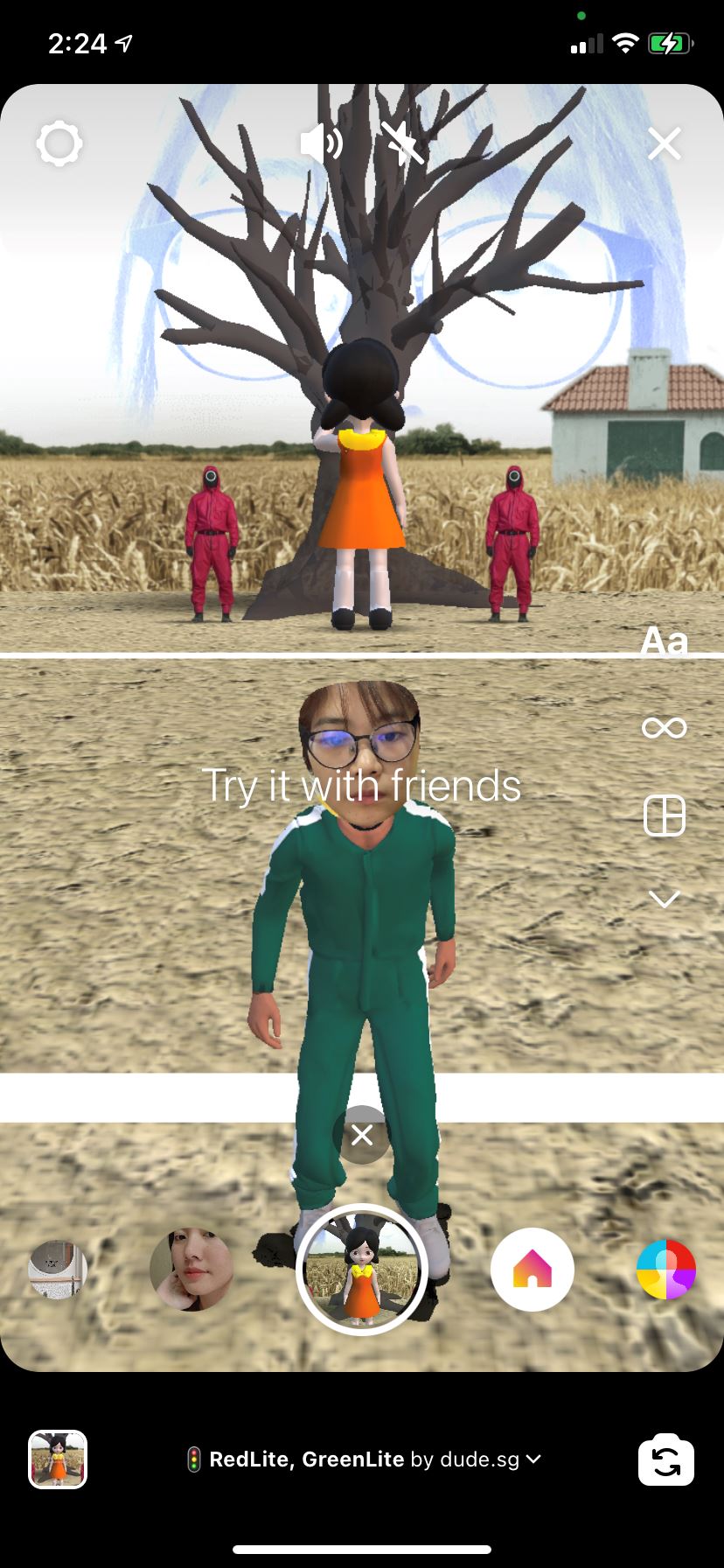 ig filter也可以玩《鱿鱼游戏》🦑 123木头人！超流行