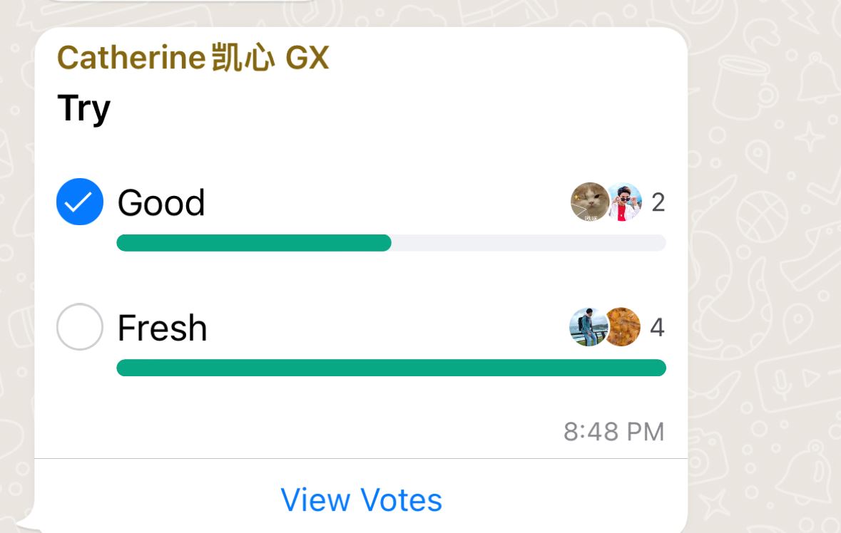 whatsapp新功能：群组投票【create poll】决定吃什么更方便