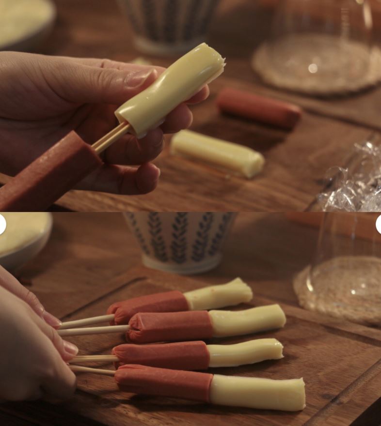 超长拉丝【韩国芝士热狗棒】做法🇰🇷一次就成功