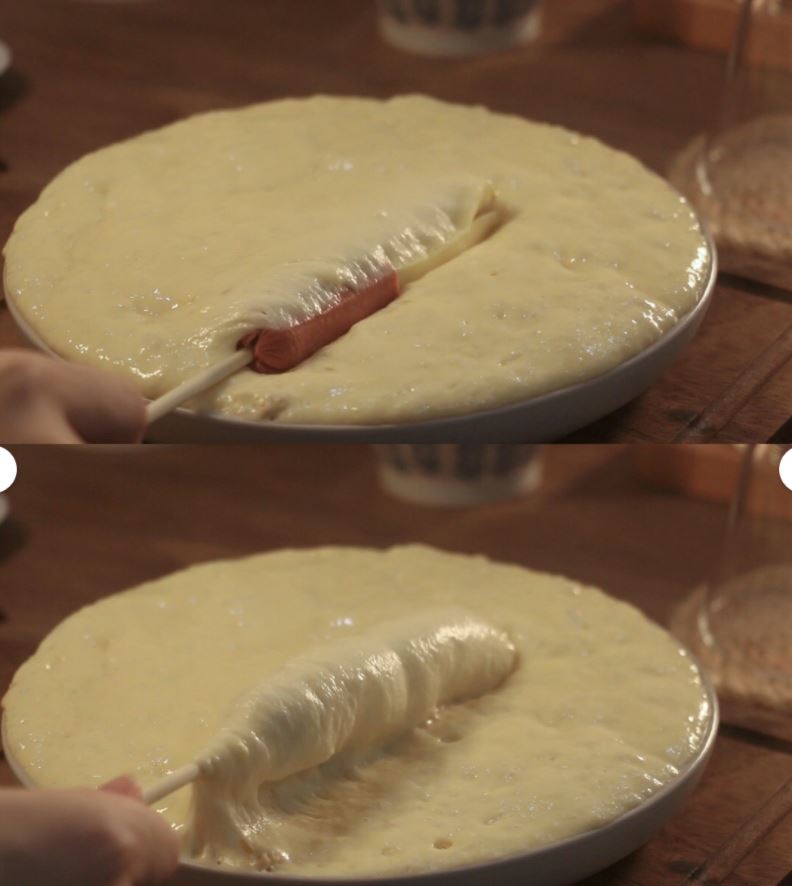 超长拉丝【韩国芝士热狗棒】做法🇰🇷一次就成功