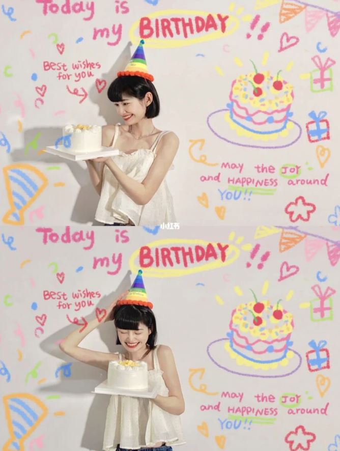 【ins生日照🎂】没有投影仪也拍！全靠修图！女生必备
