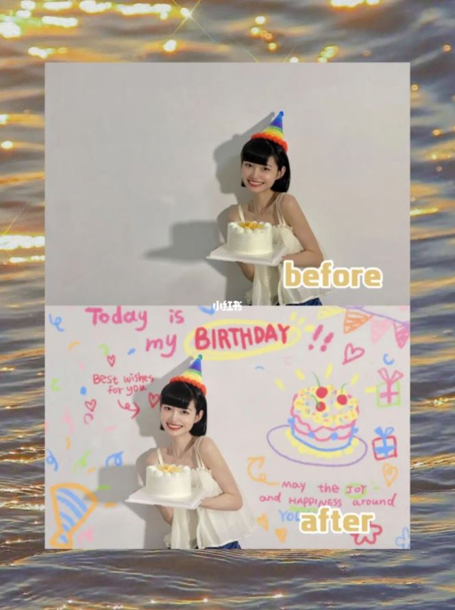 【ins生日照🎂】没有投影仪也拍！全靠修图！女生必备
