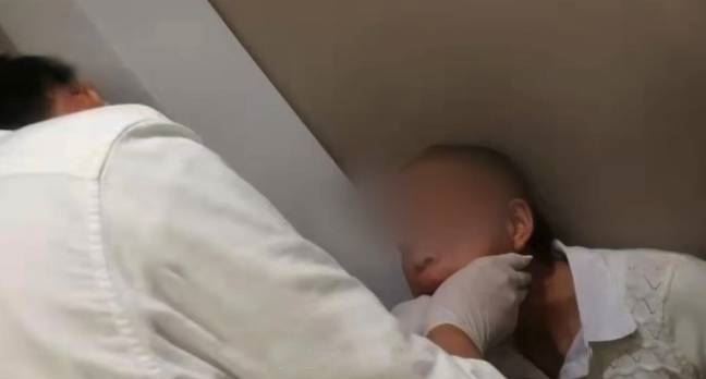 woman laughed so loud her mouth was stuck open