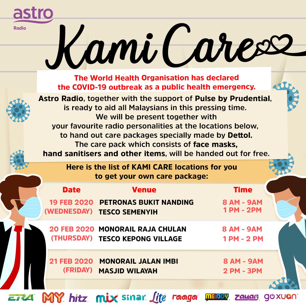 2,200 free protection packs to be given out by astro radio to prevent covid-19
