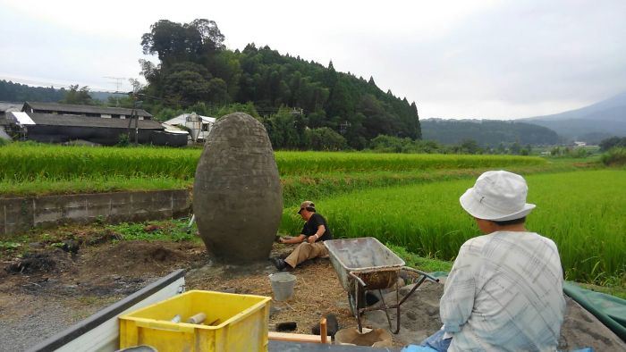 these grandparents built a life-sized totoro bus stop for their grandchildren!