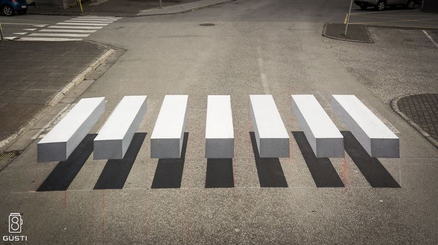 this 3d zebra crossing will definitely slow cars down