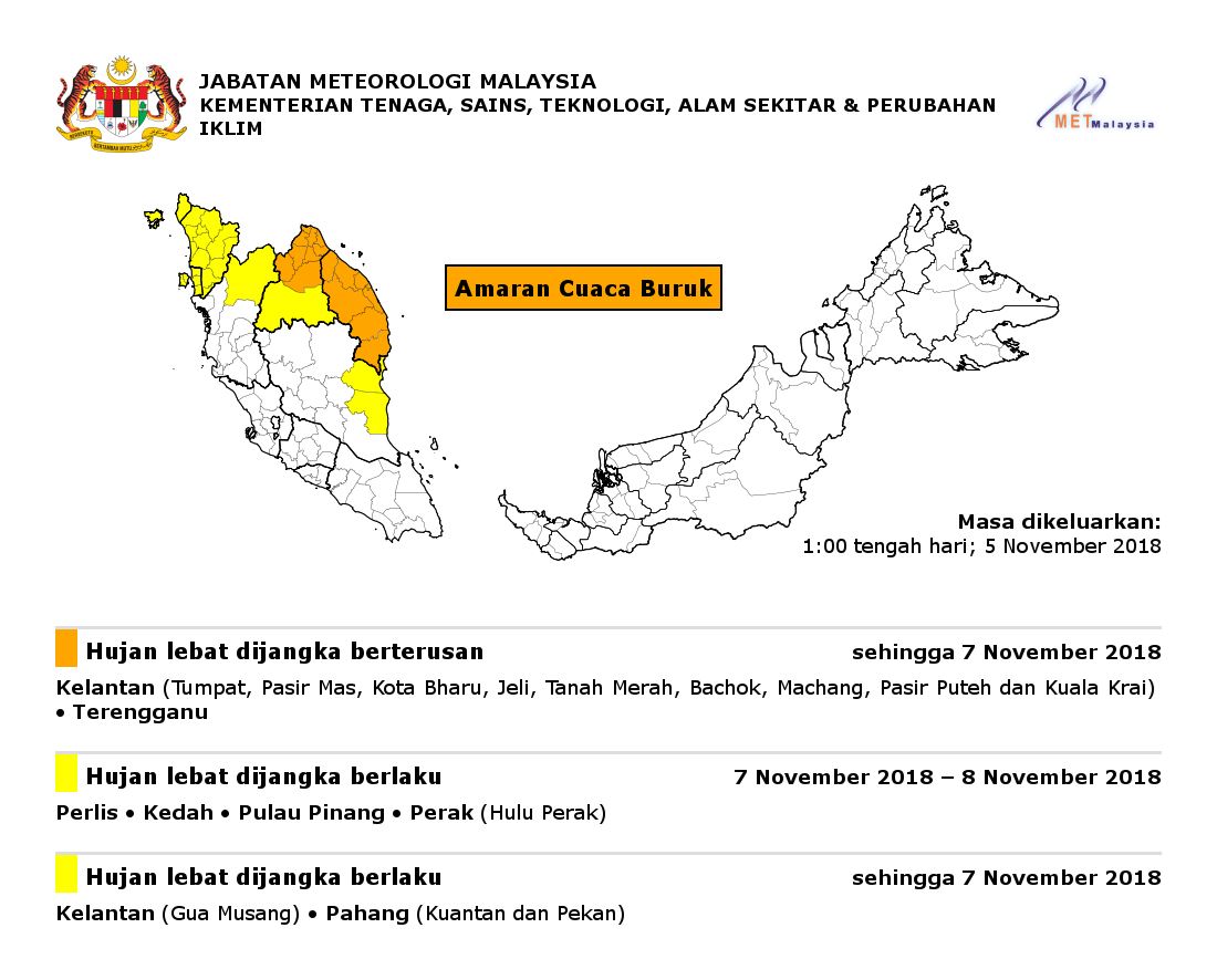 屠妖节当天大马多个州属将全天候下雨！