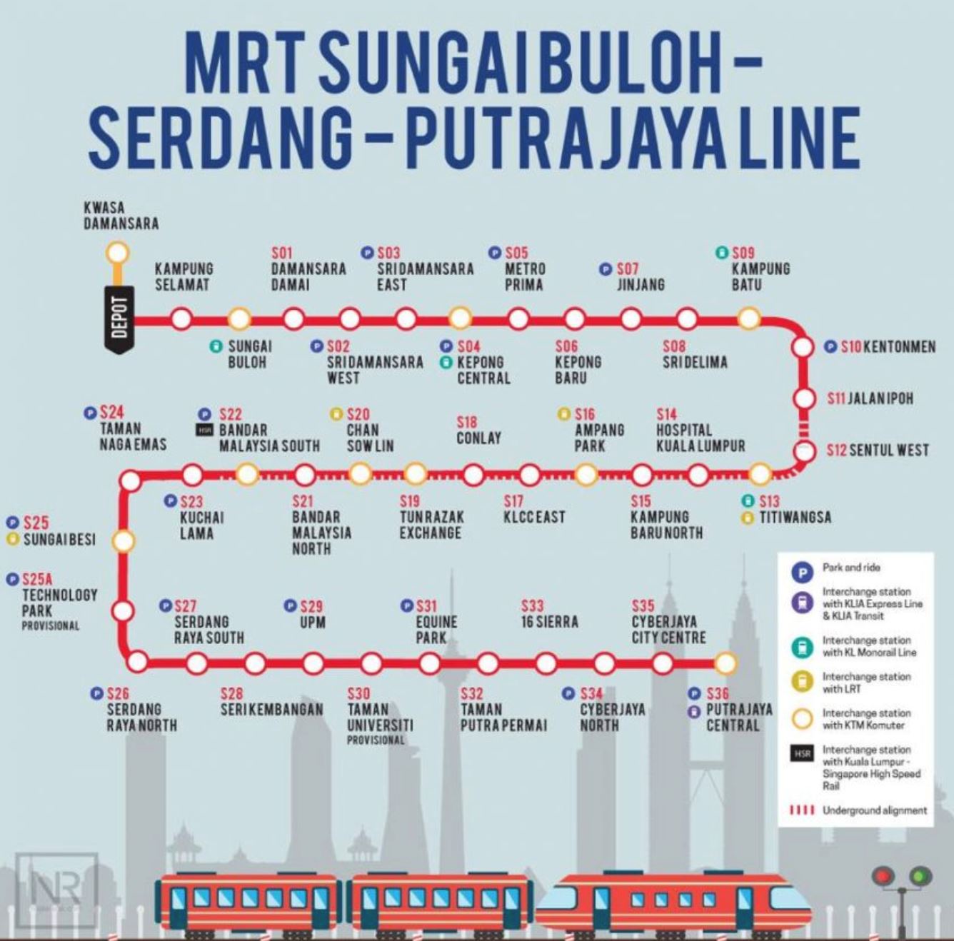 大马mrt2捷运路线图！（附上完整的捷运站图）