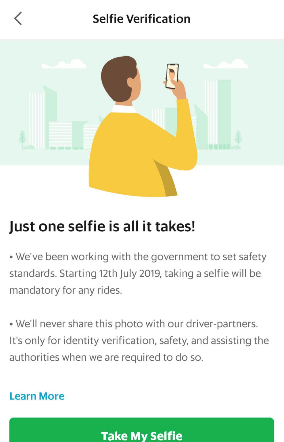 7月12日起, grab乘客需提交自拍照验证身份！