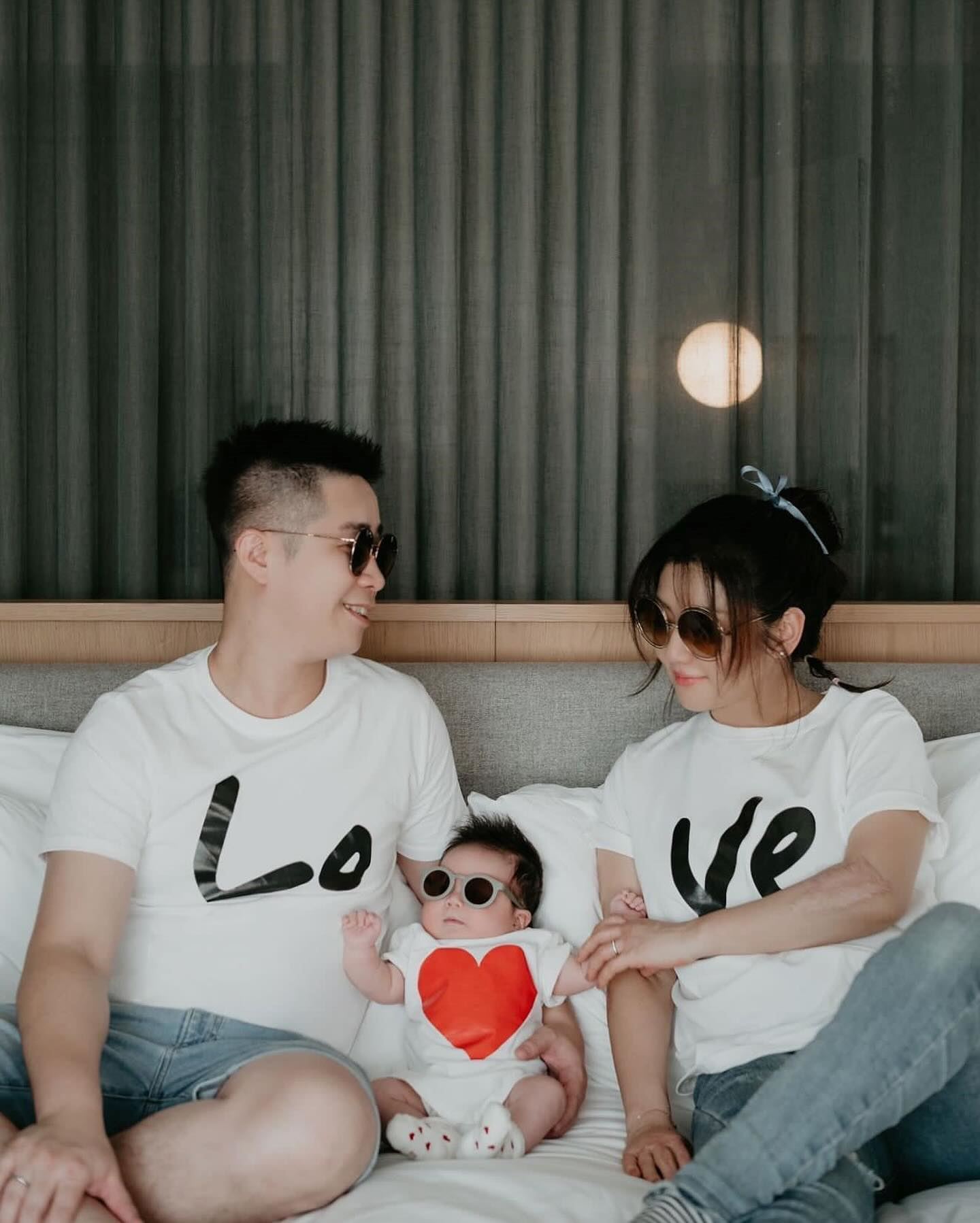 selina晒一家三口幸福照💞s.h.e合体小腰果🤩