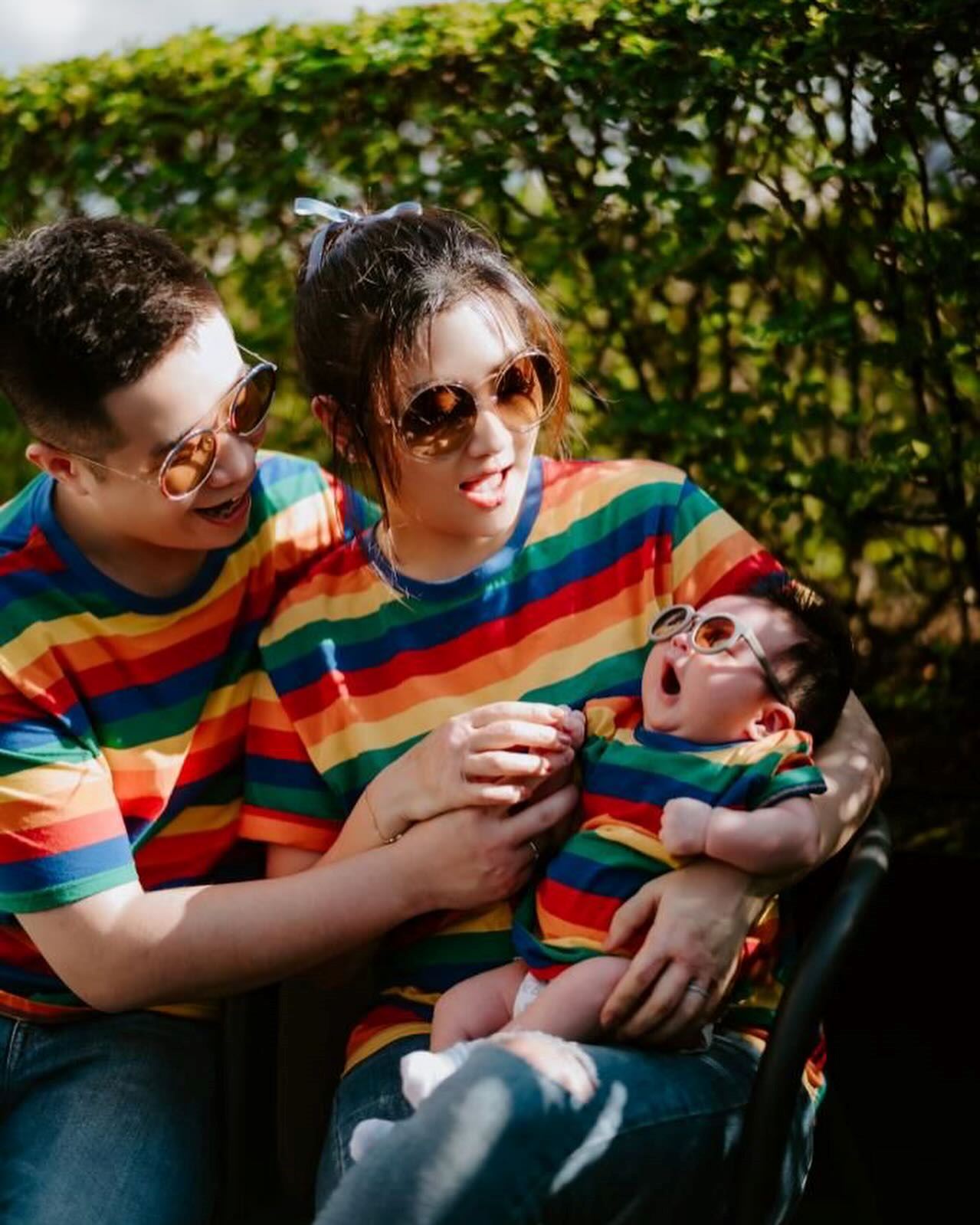 selina晒一家三口幸福照💞s.h.e合体小腰果🤩