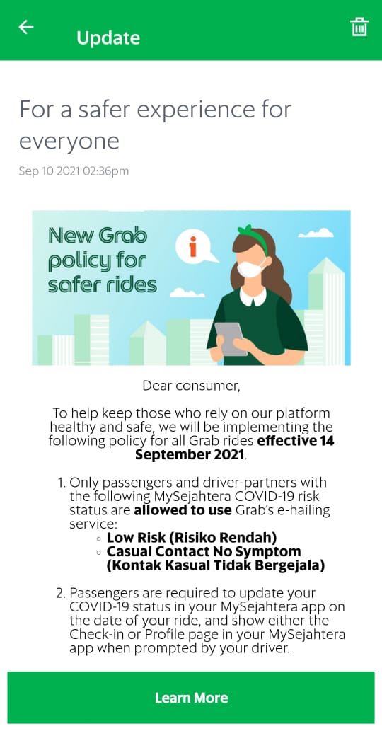 9月14日起grab电召车 司机乘客须符合条件!