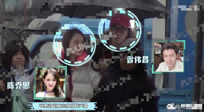 男友艾伦探班陈乔恩 ，一手打伞一手搂着  甜蜜十足！！