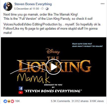 神级恶搞 《the lion king》预告片！网友：去mamak就这样order！