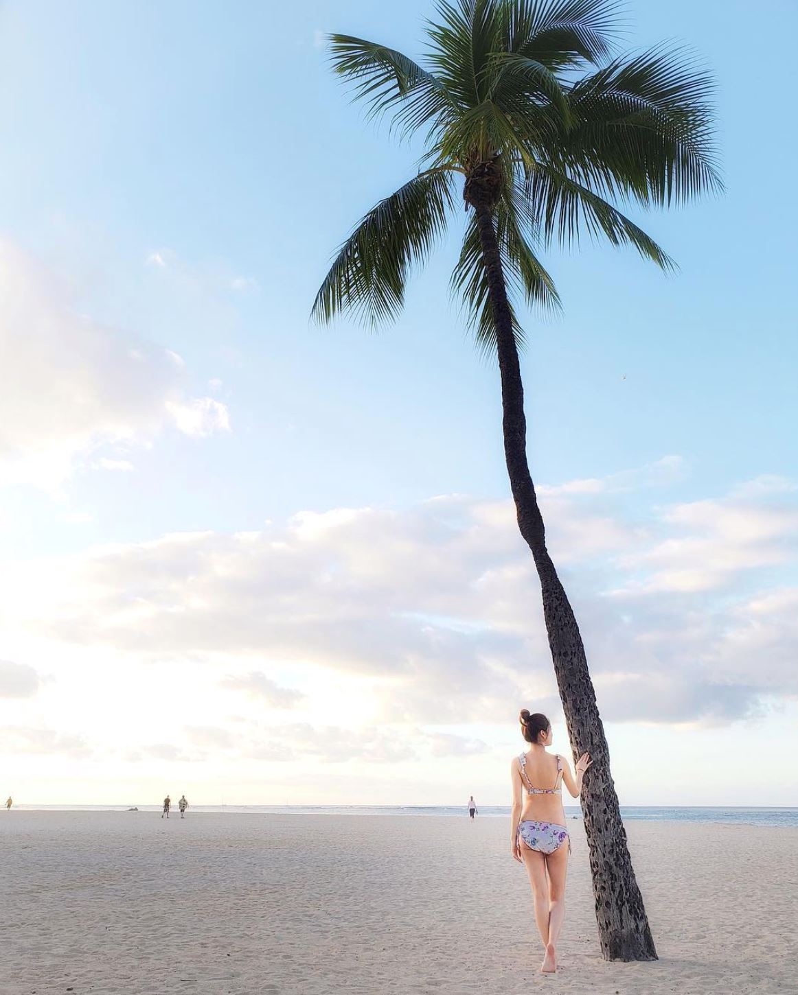 准妈妈岑丽香晒比基尼照！夏威夷度假大秀白滑玉背