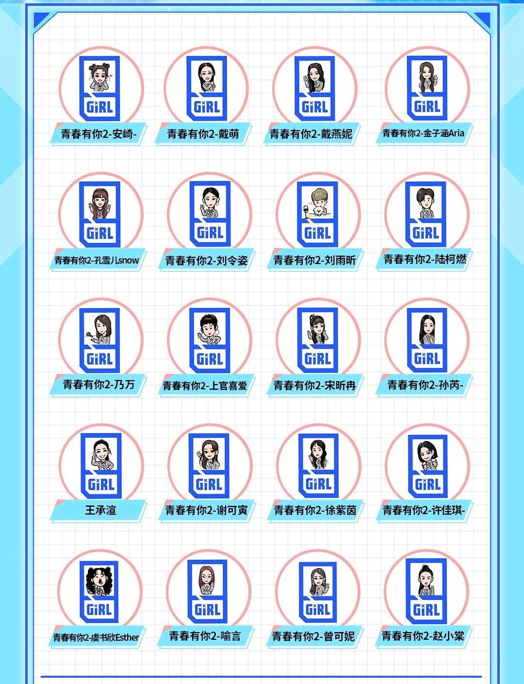 《青你2》20强训练生总决赛应援头像，每个都超级有型！