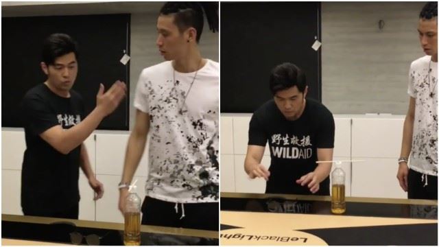【影片】林书豪变魔术失败!周杰伦弄一弄!东西竟自己转!林书豪吓呆了