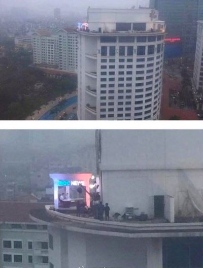 惊悚！韩国新闻主播竟然在高空报新闻！