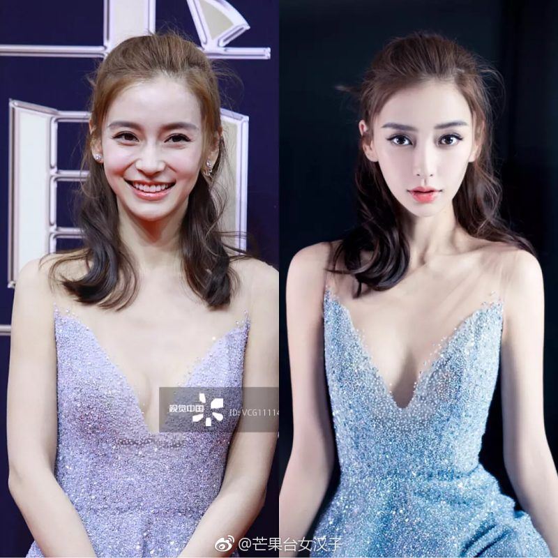 angelababy、杨幂、热巴等7位女星p图前后照曝光