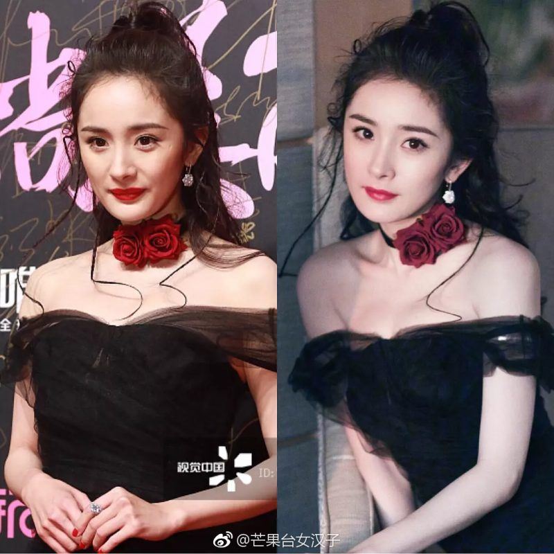 angelababy、杨幂、热巴等7位女星p图前后照曝光