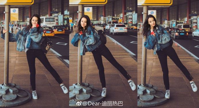 女神发新照！迪丽热巴穿紧身裤大秀长腿