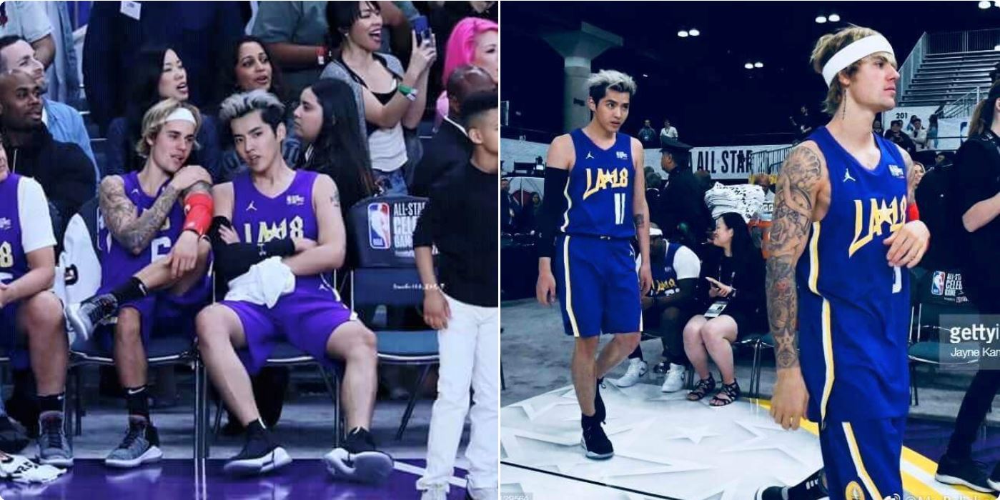 两大偶像!小贾参加nba全明星名人赛 罕见与吴亦凡同坐聊天