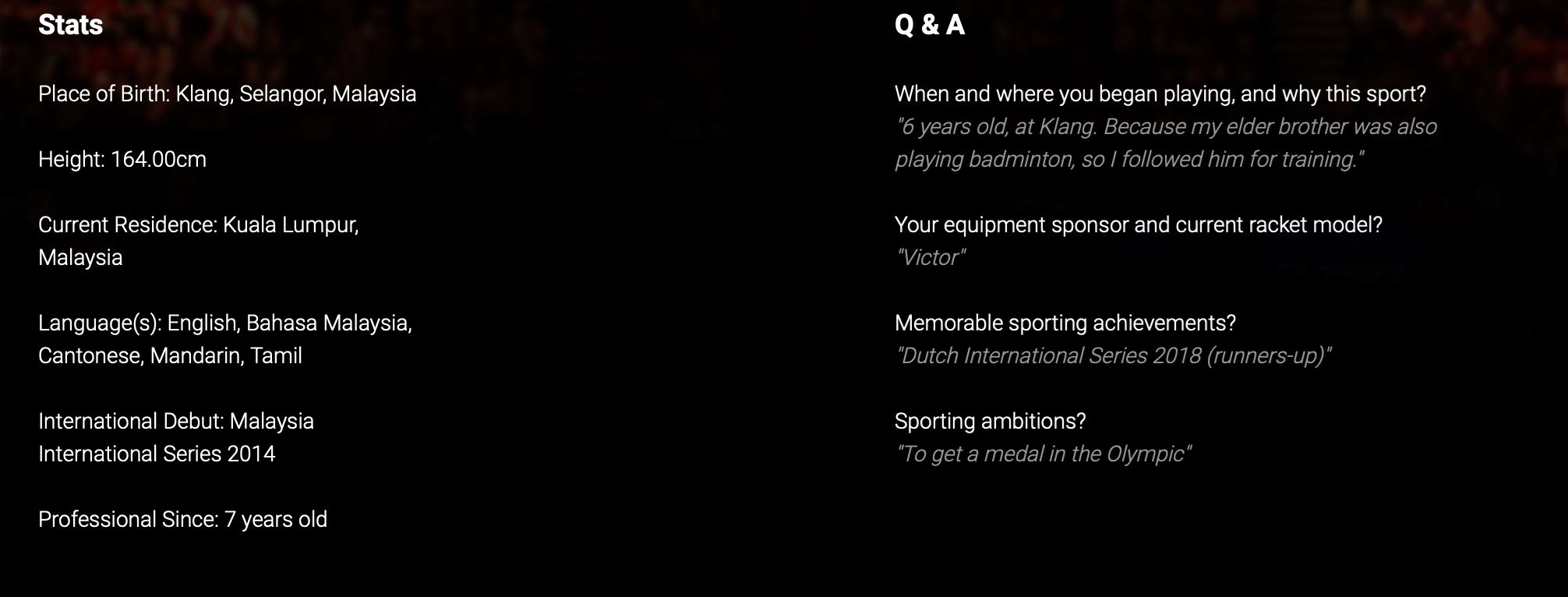 m. thinaah is designated for the 2020 badminton asian team championships.