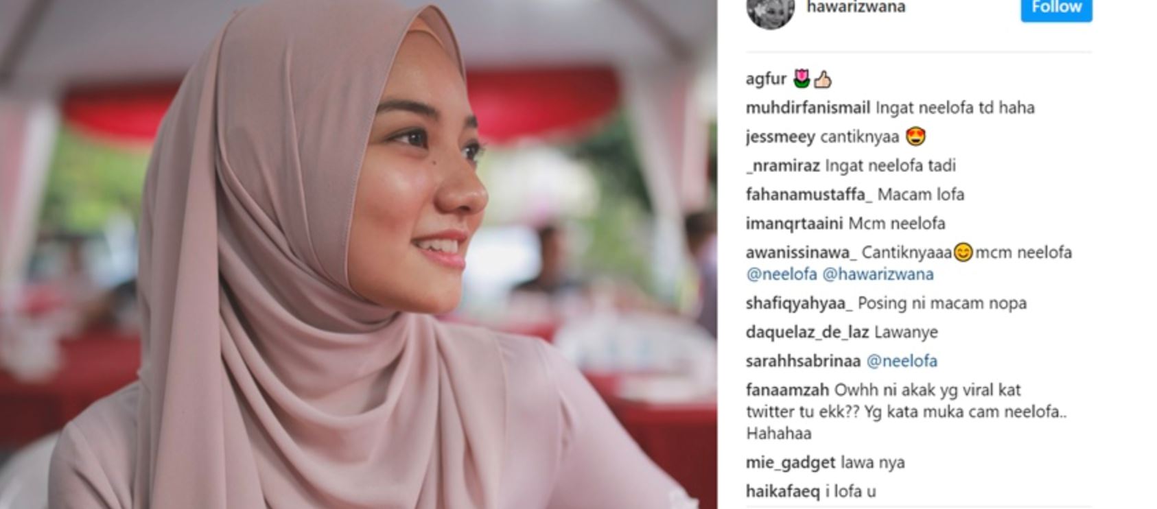 gadis ini jadi perhatian netizen dek kerana miliki wajah seiras neelofa