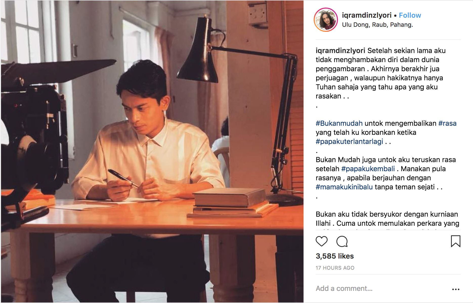 akhirnya iqram dinzly kembali berlakon semula