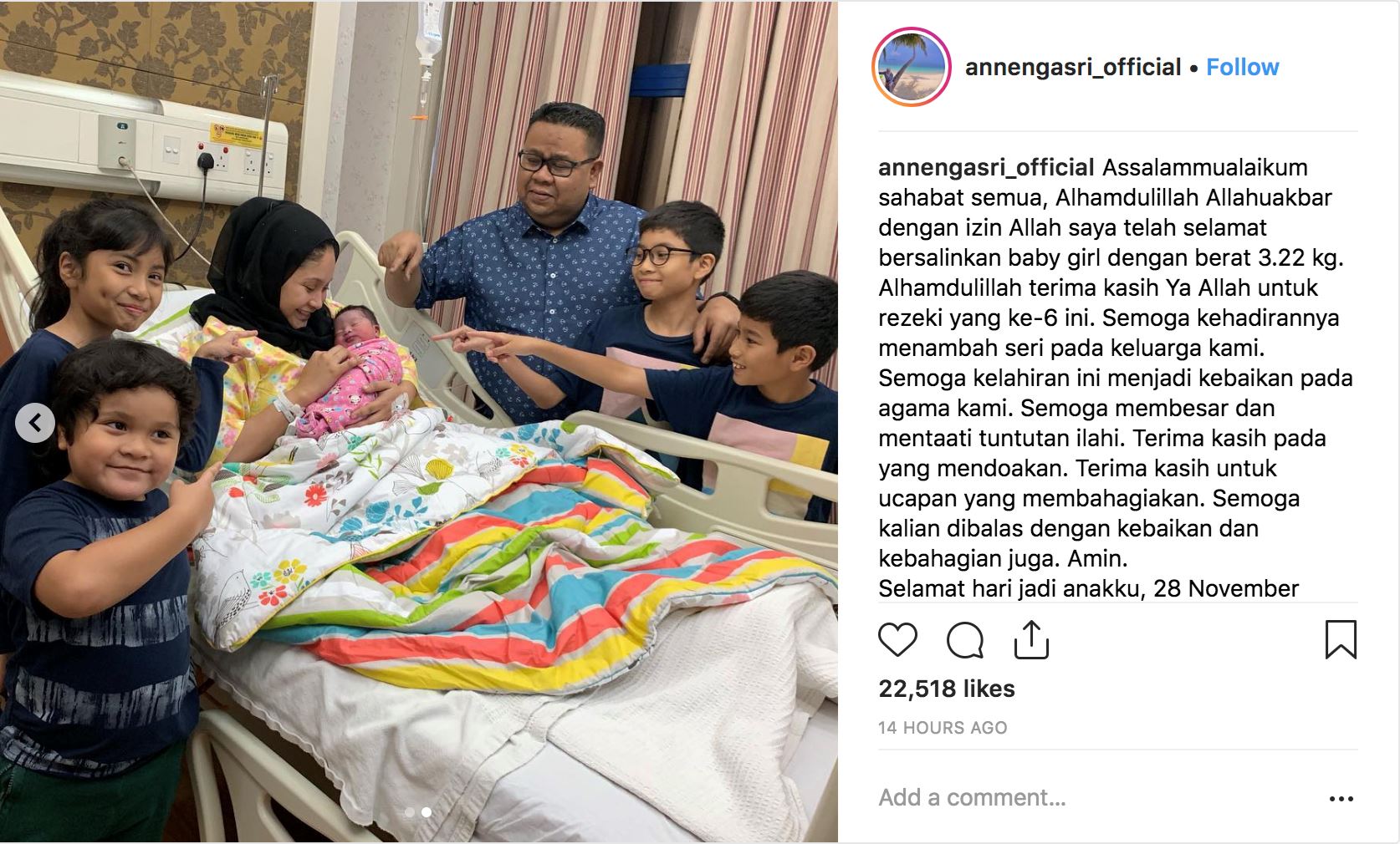 tahniah anne ngasri selamat lahirkan baby girl