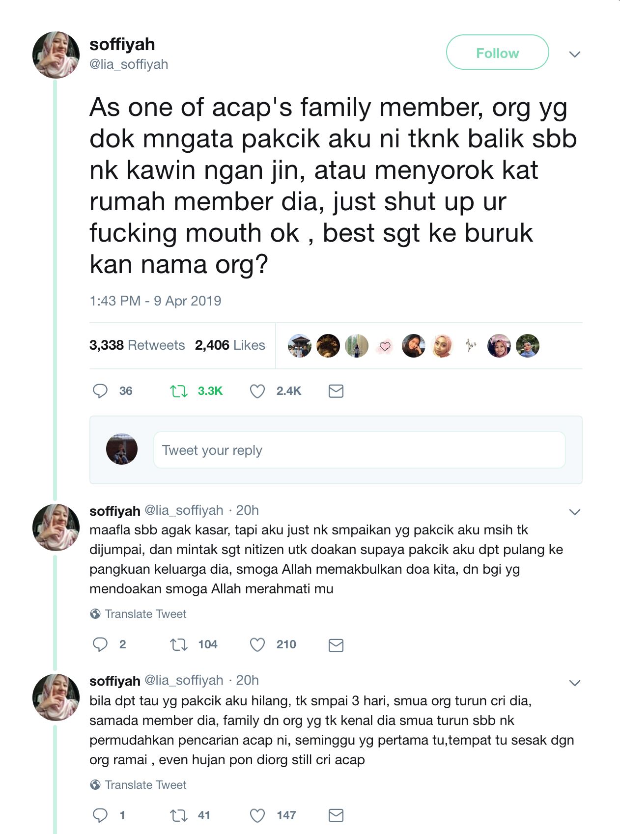 hentikan semua spekulasi tentang acap, keluarga acap akhirnya bersuara