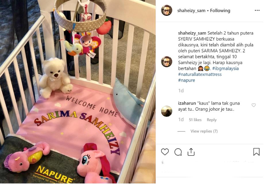 sarima samheizy, nama untuk anak perempuan syatilla dan sam