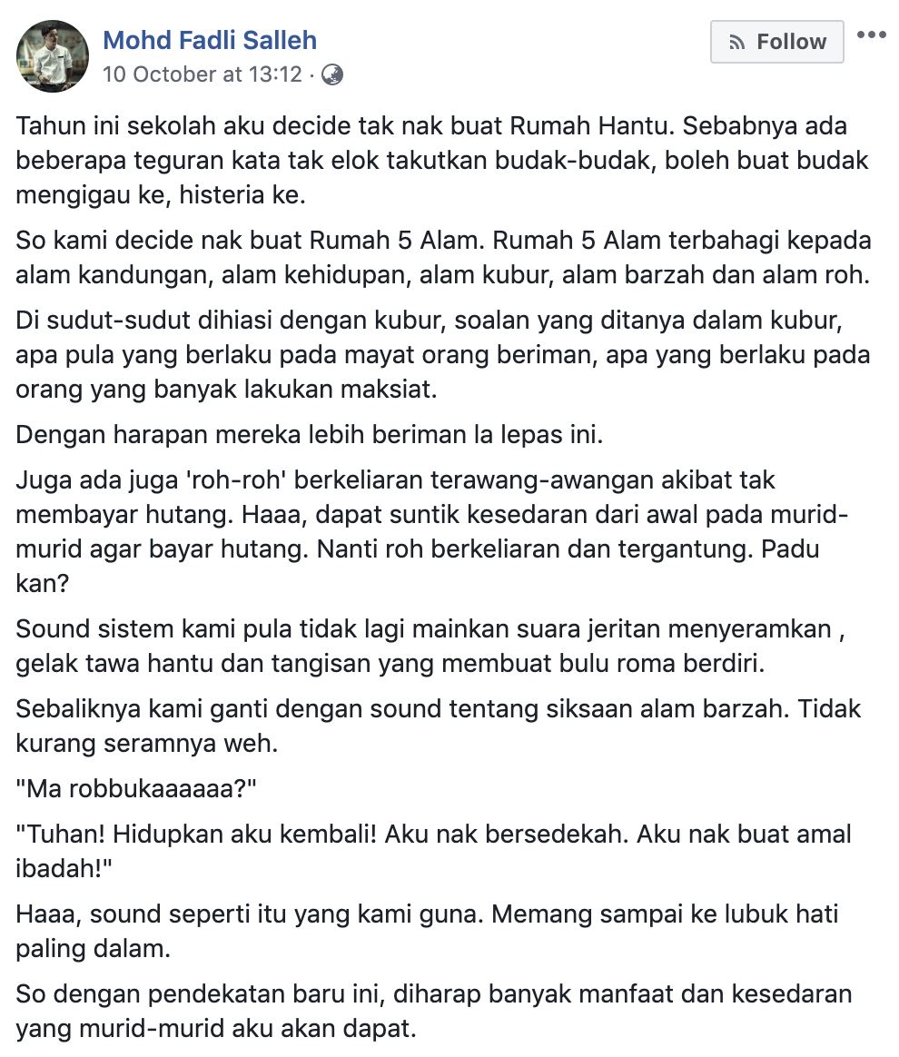 cikgu buat rumah 5 alam untuk anak murid, termasuklah alam kubur!