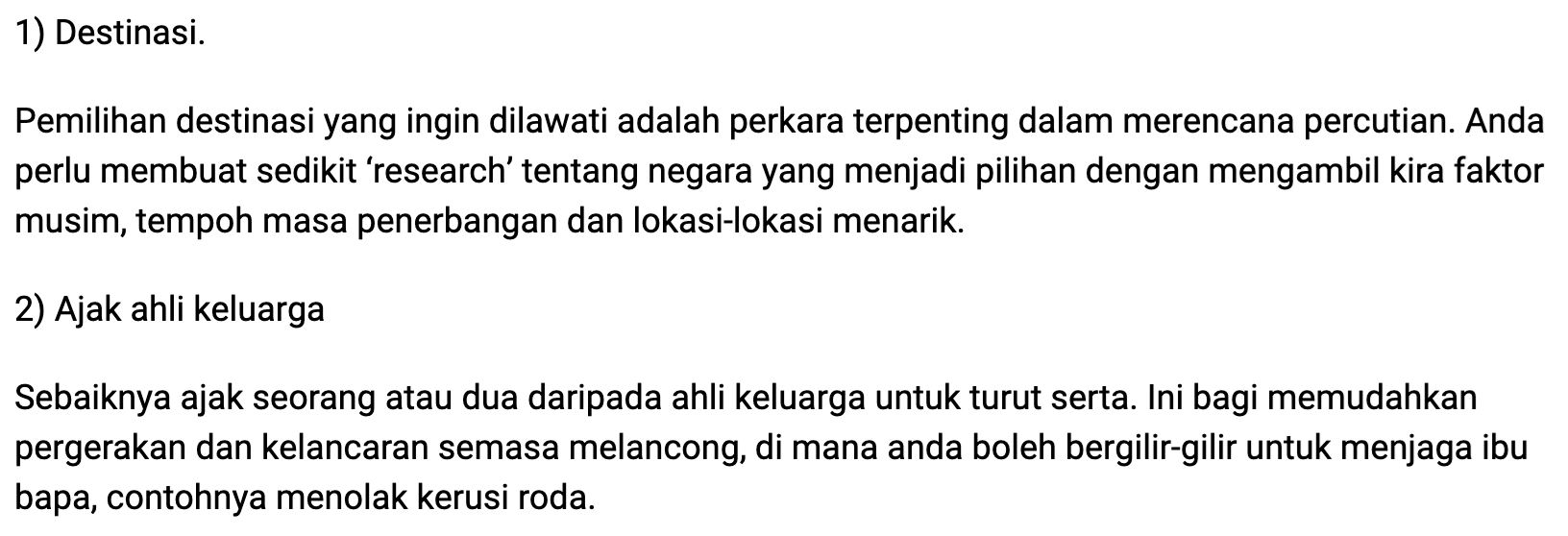 10 tip melancarkan percutian anda bersama ibu bapa