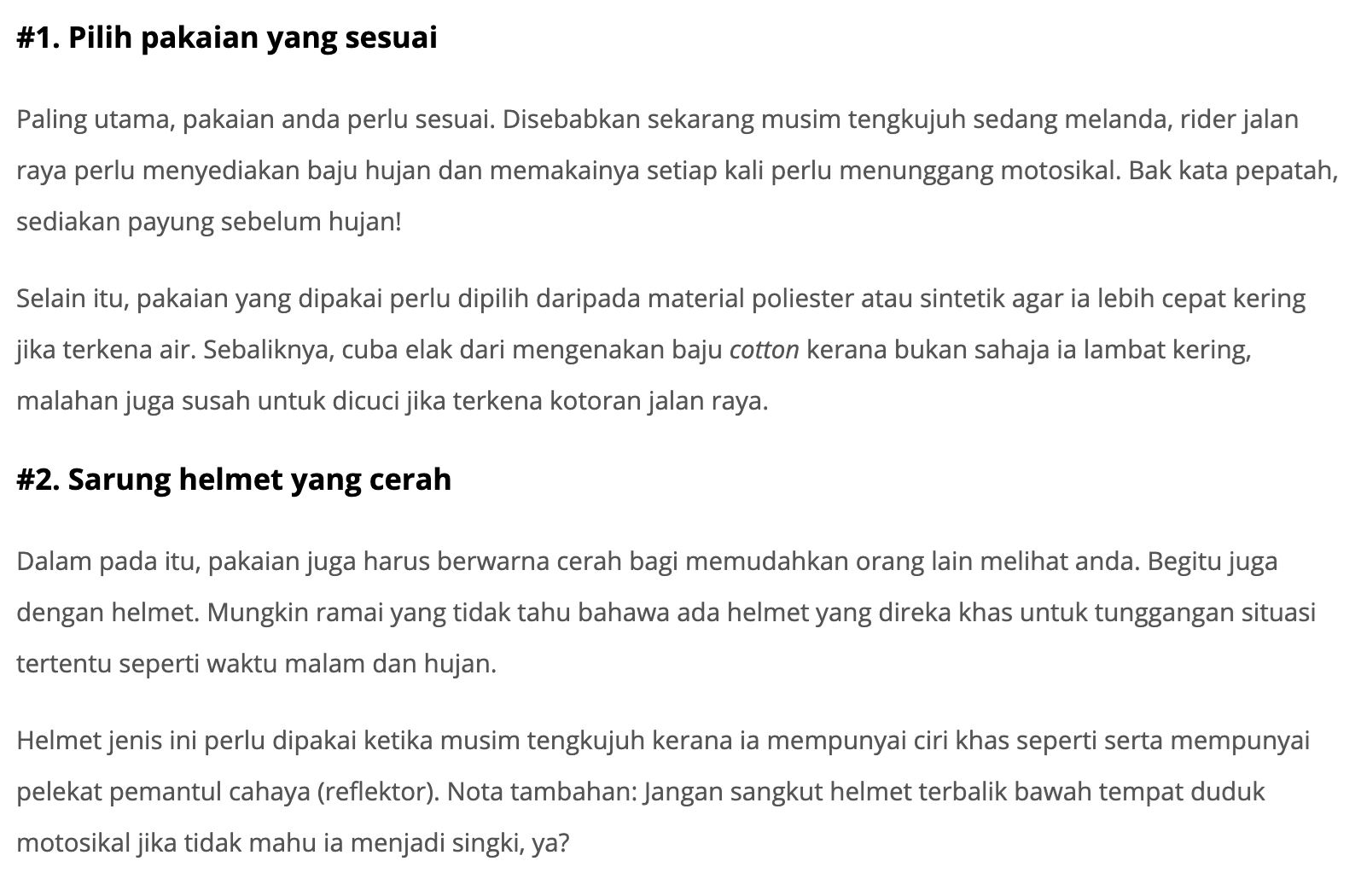 ikuti 6 tip ini untuk ride semasa musim hujan