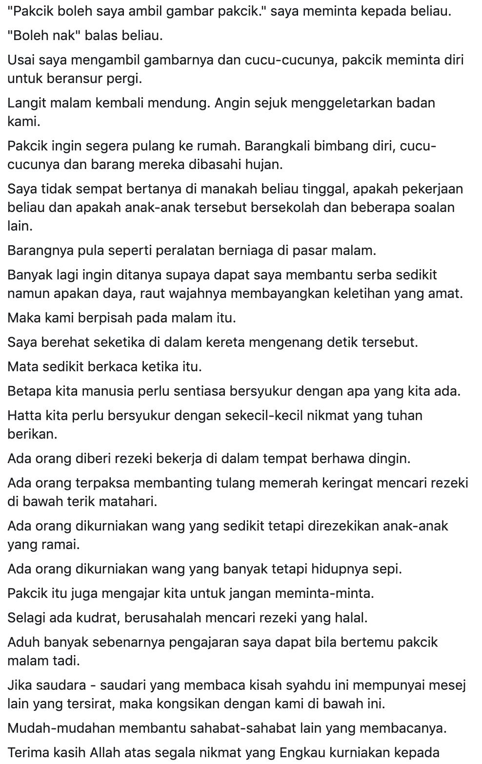 kisah warga emas lanjut usia keluar mencari rezeki buat netizen tersentuh