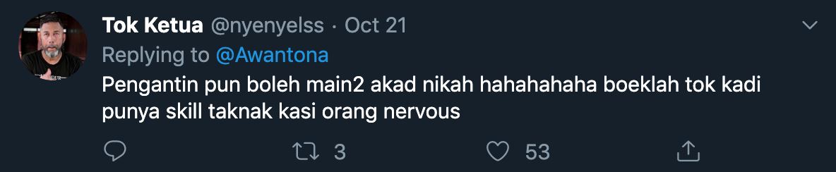 tok kadi ini siap bagi punchline kepada bakal pengantin