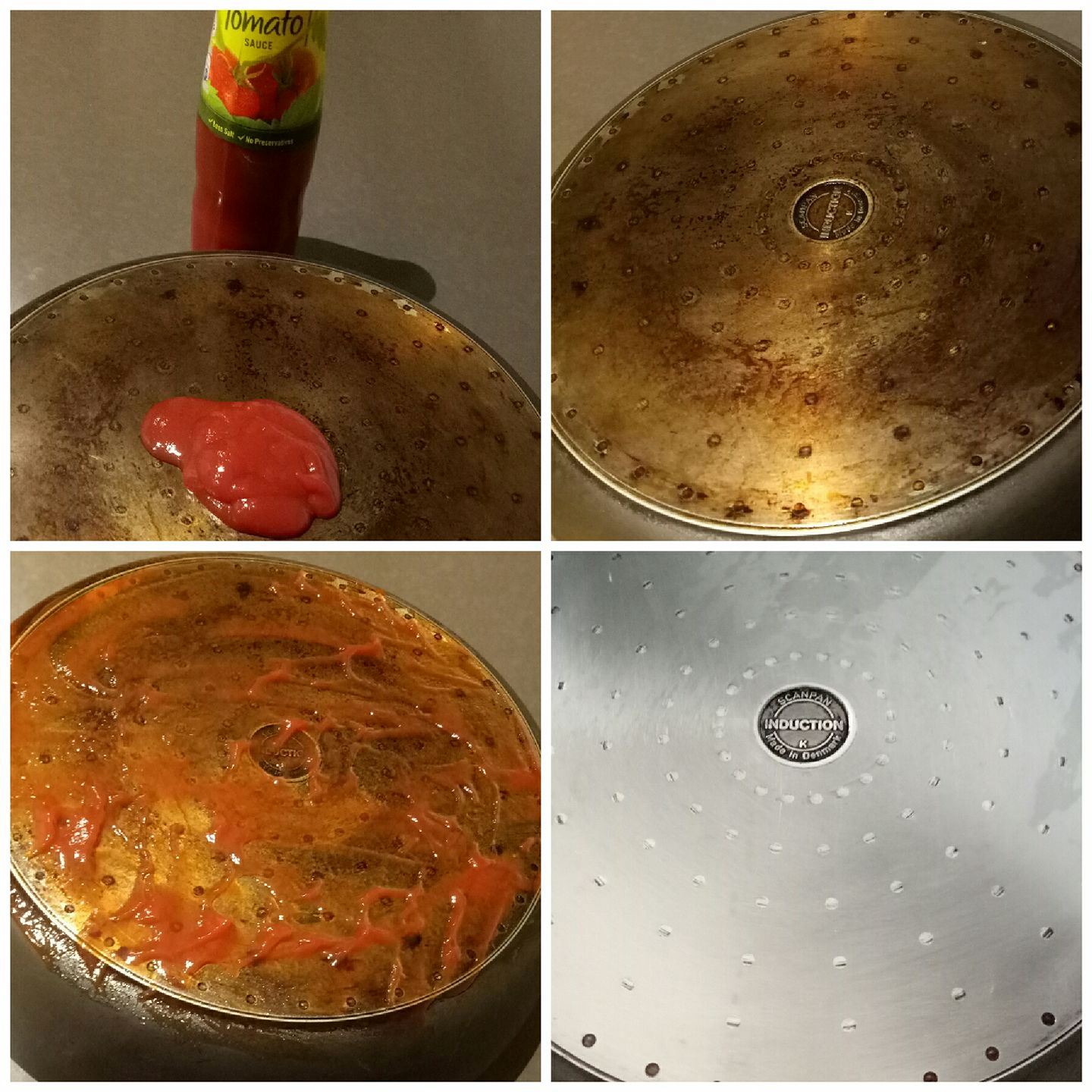 hilangkan kotoran degil dan jadikan kuali anda bersinar seperti baru hanya dengan menggunakan sos tomato