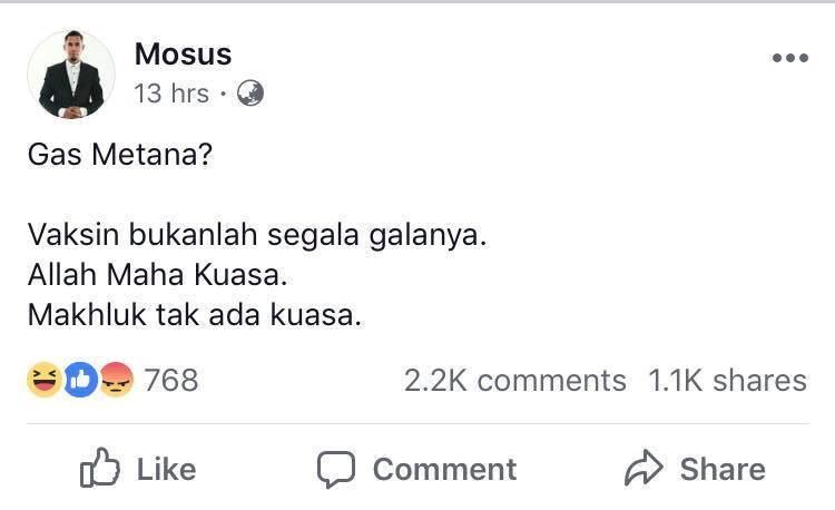 suhaimi saat kaitkan isu metana kerana vaksin tak kebal