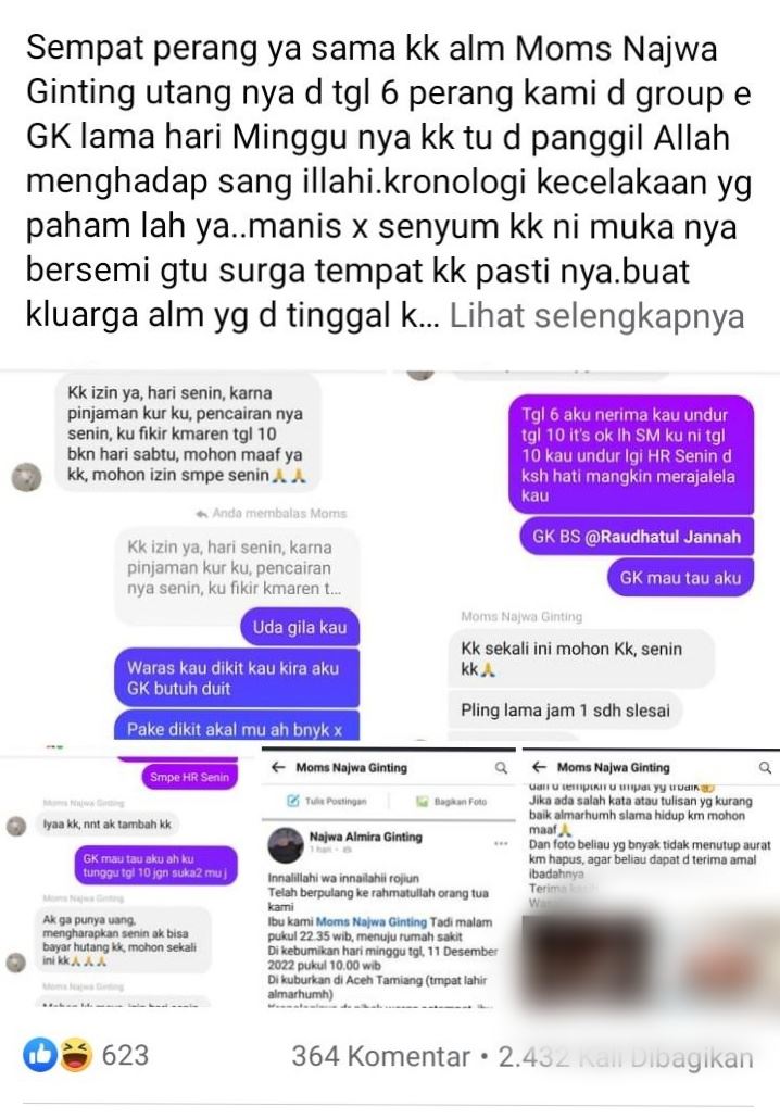 wanita sanggup pura-pura mati kerana enggan bayar hutang