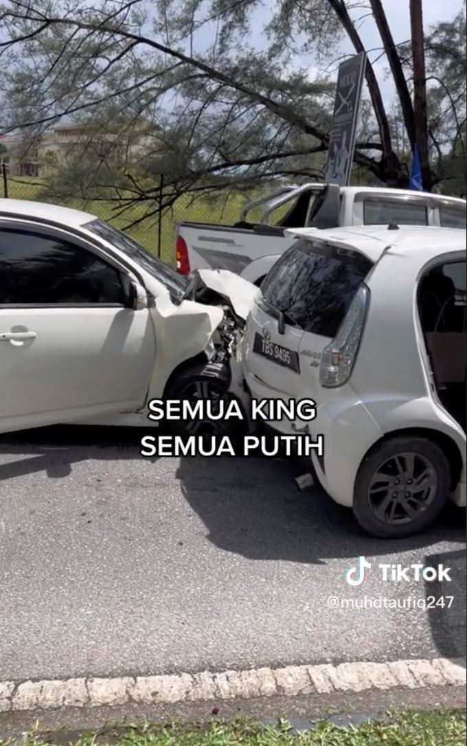 perjumpaan adik beradik - 4 myvi putih kemalangan, komen netizen buat ramai terhibur