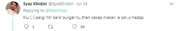 customer asks for cutleries, burger stall tells customer to wash their hands