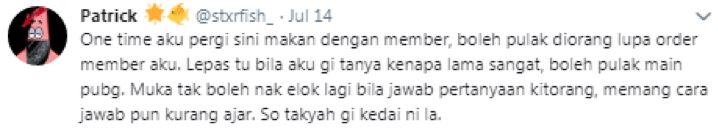 customer asks for cutleries, burger stall tells customer to wash their hands