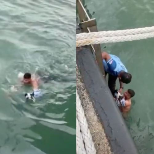 Malaysians Applaud Brave Man For Jumping Into Ocean To Save Stranded Cat!