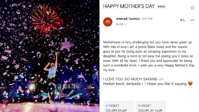 Husband Surprises His Wife With Coldplay Concert Tickets For Mother’s Day, M’sians Touched!