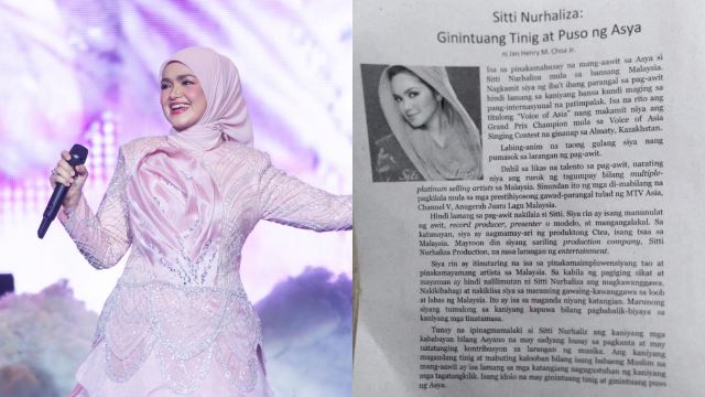 Siti Nurhaliza Featured in Philippines 9th Grade Textbook, Malaysians Beam with Pride